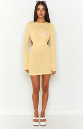 Dacota Yellow Backless Mini Dress